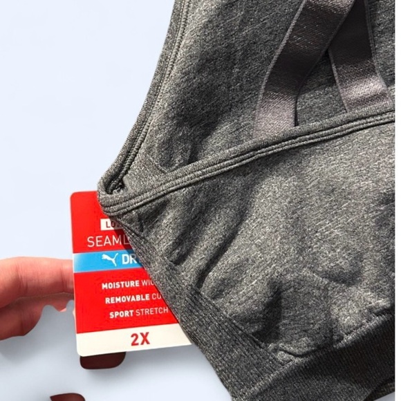 PUMA Women's NWT Seamless Padded Sports Bra | Heather Grey | Size 2XL - Picture 5 of 5